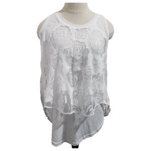 CT1677 Ethyl Ladies White Floral Lined Sleeveless Shirt S